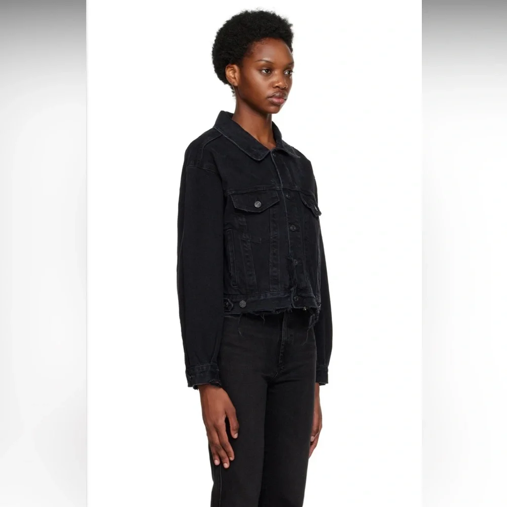 Agolde Shrunken Charli Denim Jean Jack in Distressed Black - Picture 5 of 10